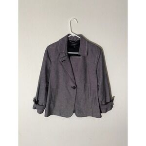 Talbots Women's Black White Geometric Print Blazer Jacket Size 12